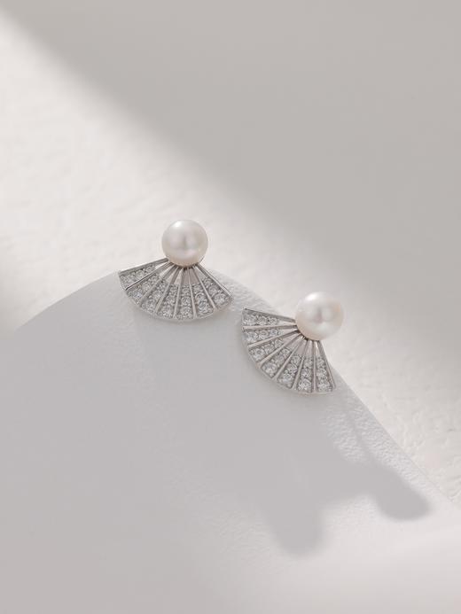 IIPO宜珠宜宝淡水珍珠国风扇子耳钉6-7mm(礼盒装) 商品图2