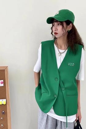 WHO KNOWS 时髦绿休闲百搭街头马甲 15873