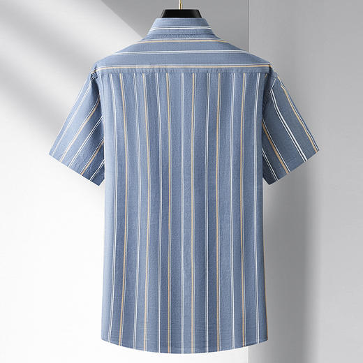 【100%棉】【DM】大依优型大码竖条纹短袖衬衫300斤休闲半袖衬衣夏季薄款男士特大码上衣纯棉 商品图2