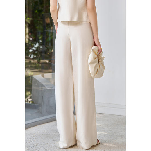 米思阳2026春季新款时尚苎麻原色长款休闲裤百搭宽松直筒裤女4922 商品图2