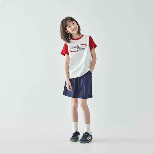 棵初25年夏季新款儿童防走光简约半裙女童亲子款户外休闲A字短裙 商品图1