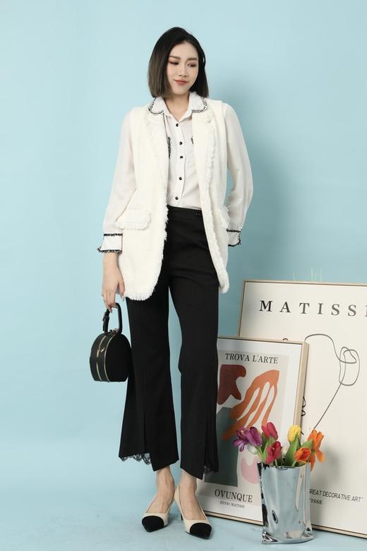 Le Malene 黑色休闲百搭微喇长裤 15645 商品图1