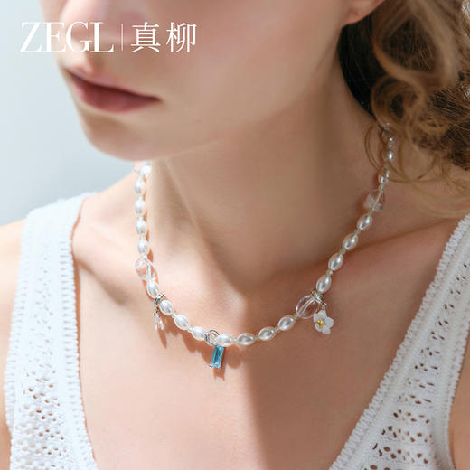 ZEGL真柳设计师点彩系列晨露水晶项链女款2025新款锁骨链春夏配饰 商品图4