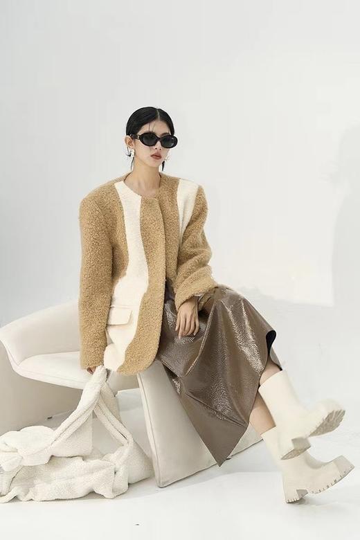 ANSUABEL 不规则撞色拼接毛呢外套 17642 商品图0