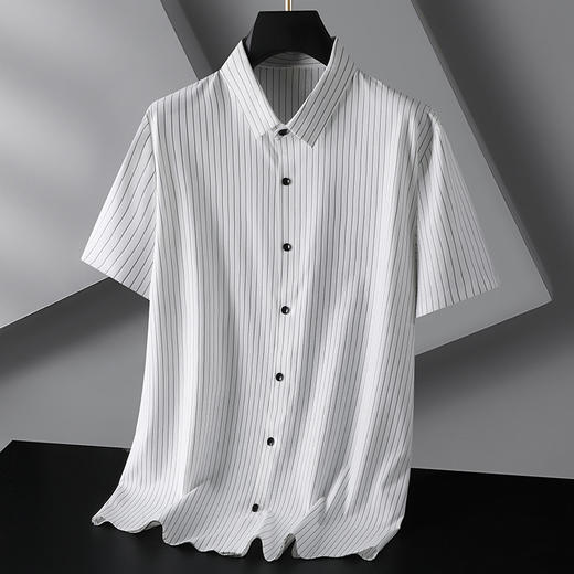 【封口款】【DG】大依优型大码套头短袖衬衫弹力无痕加肥加大男装夏装薄款抗皱免烫条纹半袖衬衣 商品图6