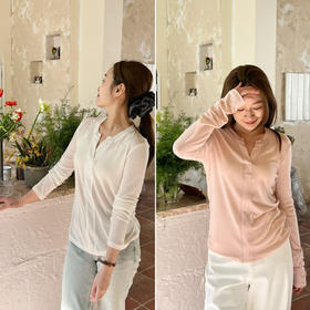 2502401    天丝 剪刀领长袖Tee