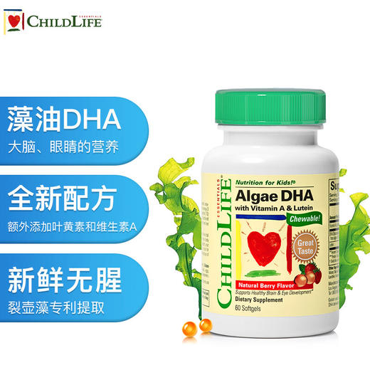 【保税】美国 童年Childlife 儿童DHA藻油胶囊 60粒/瓶 六个月可吃 商品图0