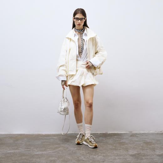 lost in echo2025春夏新款宽松茧型短款夹克外套花苞半身裙短裙女 商品图0