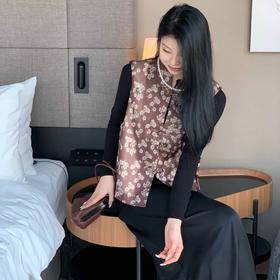 顺丰包邮洛诗琳34123春夏设计感新中式提花国风碎花马甲10310