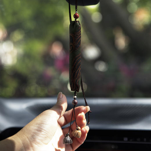 香云纱艾草香囊（5款可选） 传统挂饰端午香囊真丝+艾草非遗工艺手作车挂车饰礼盒装 商品图4