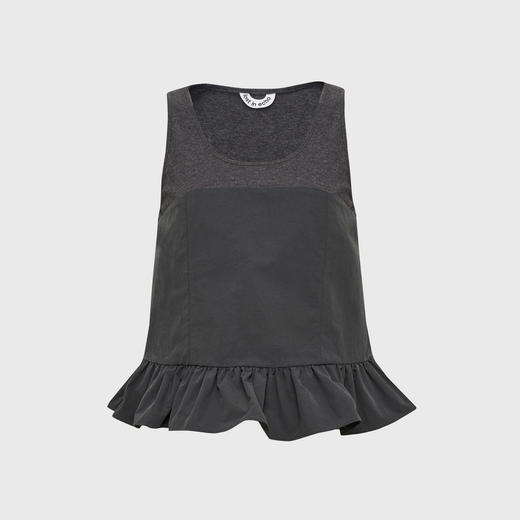 lost in echo2025春夏新款松弛真丝荷叶边低领深U羊毛无袖背心女 商品图4