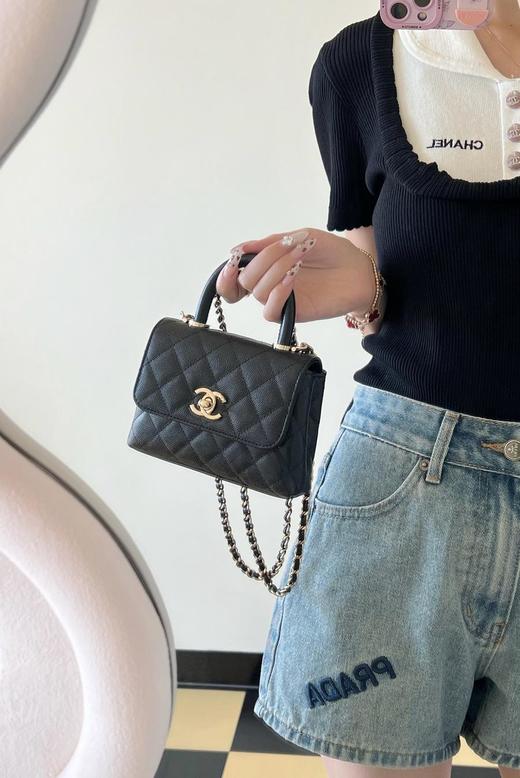 香奈儿24k秋冬系列MiniCocohandle黑色手拿斜挎包（HH） 商品图8