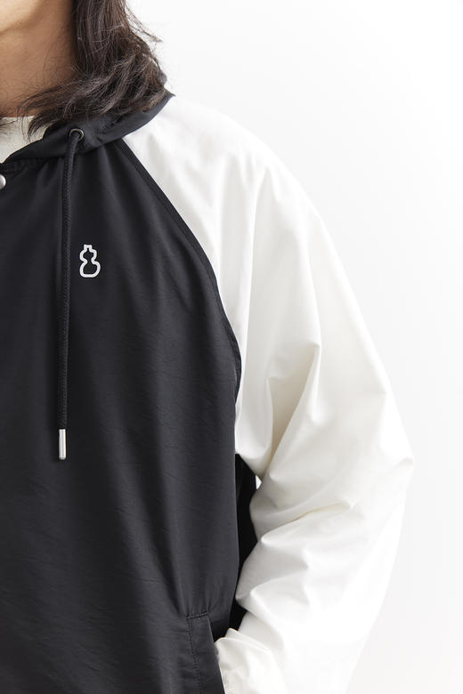 吃茶去chichaqu25宽松拼色带帽插肩教练夹克休闲街头户外运动百搭 商品图3