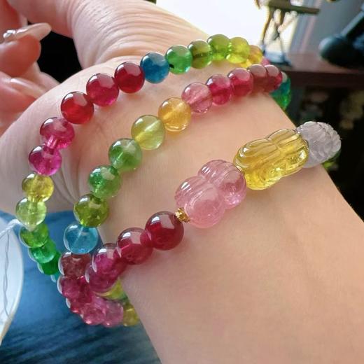 5mm-6mm多圈彩虹莲花珠碧玺手链 商品图3