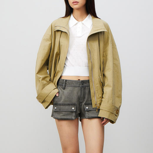 lost in echo2025春夏新款宽松茧型短款夹克外套花苞半身裙短裙女 商品图3