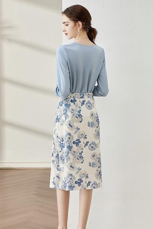 GCCG 百搭宽松衬衫印花开叉半裙两件套装 15724 商品图3
