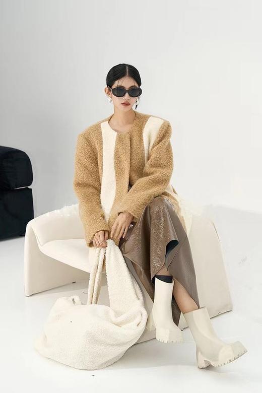 ANSUABEL 不规则撞色拼接毛呢外套 17642 商品图2