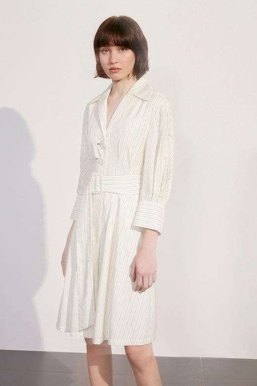 LILY 法式复古大翻领条纹衬衫式连衣裙 15669 商品图0