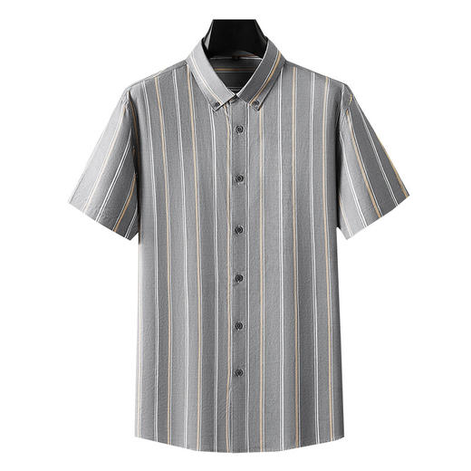 【100%棉】【DM】大依优型大码竖条纹短袖衬衫300斤休闲半袖衬衣夏季薄款男士特大码上衣纯棉 商品图4