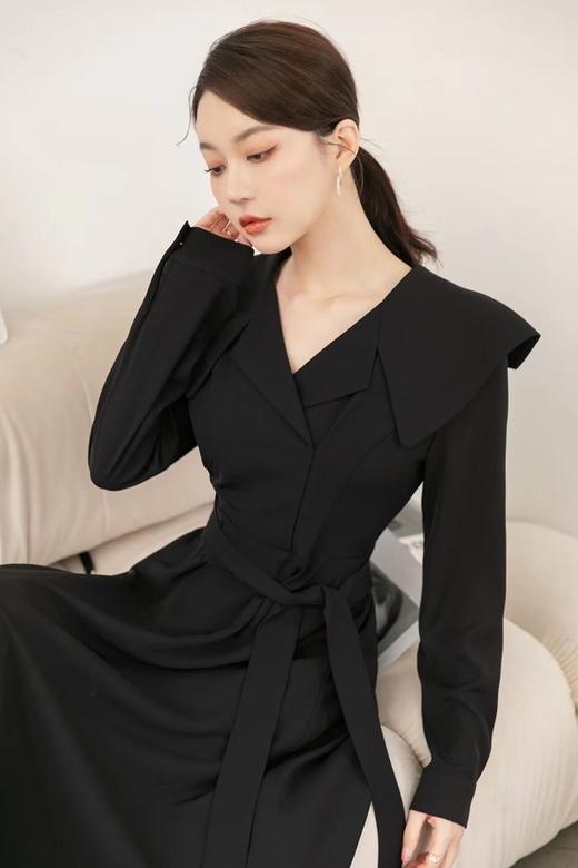 amadella 黑色娃娃领收腰连衣裙 15550 商品图0