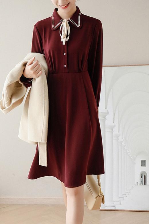 amadella 复古娃娃领蝴蝶结翻领连衣裙 17673 商品图0