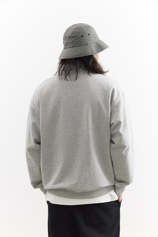 吃茶去chichaqu25经典宽松休闲百搭刺绣全棉立领半拉链卫衣复古 商品图2