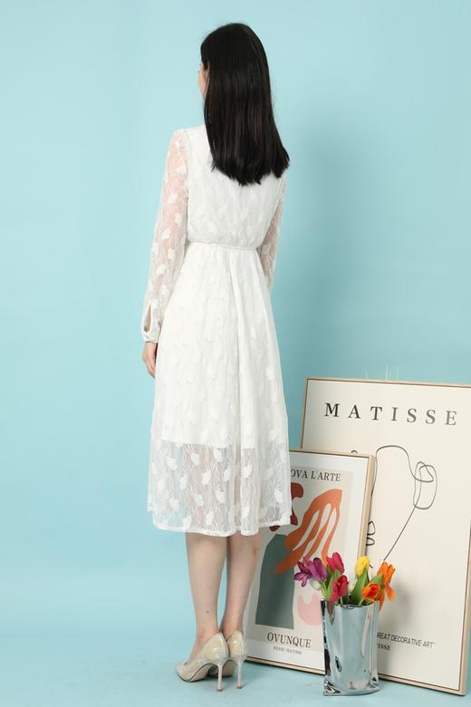 Le Malene 白色蕾丝优雅连衣裙 15641 商品图5