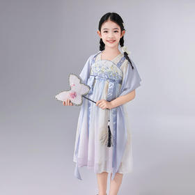 笛莎Deesha 童装女童连衣裙2025夏新款女童气质披肩汉服