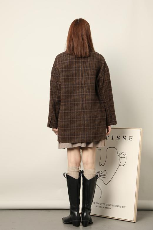 amadella 棕咖色格纹学院风西装双面呢大衣 17712 商品图3