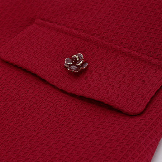 QE819斯尔丽2025春季新款肌理感面料珐琅工艺立体花扣子修身俏丽连衣裙 商品图5