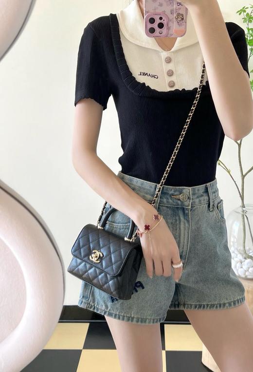 香奈儿24k秋冬系列MiniCocohandle黑色手拿斜挎包（HH） 商品图7