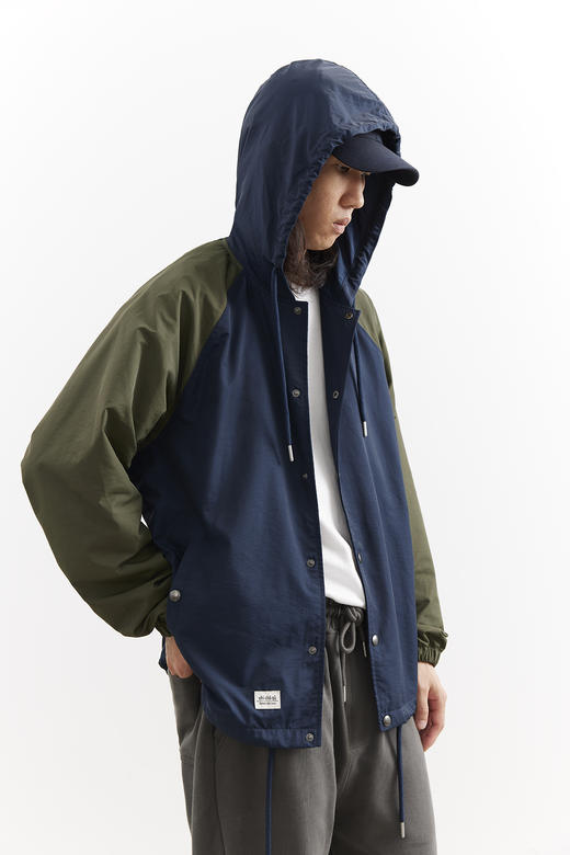 吃茶去chichaqu25宽松拼色带帽插肩教练夹克休闲街头户外运动百搭 商品图5