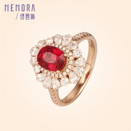 时光宠耀红宝石吊坠 18k金钻石围镶红宝挂坠MEMORA诗普琳RP219603 商品图1