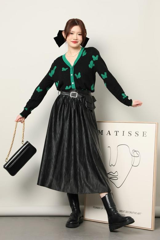 amadella 黑绿撞色蝴蝶针织上衣 17657 商品图0