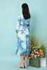 Le Malene 艺术扎染衬衫领腰带百褶连衣裙 15776 商品缩略图5