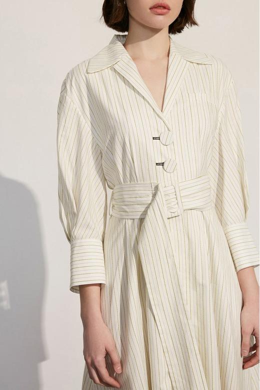 LILY 法式复古大翻领条纹衬衫式连衣裙 15669 商品图3