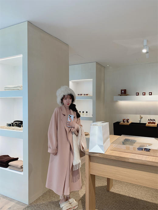 金蘑菇菇 新版五代黑标大衣/110支美丽奴宽松休闲长款双面呢大衣 商品图1