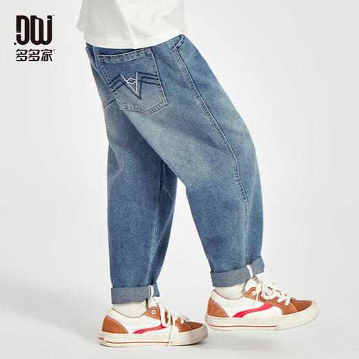 【件件底价，童装双倍积分】多多家男童牛仔裤儿童裤子2025新款春秋季男孩休闲刺绣长裤春装潮10393 商品图1