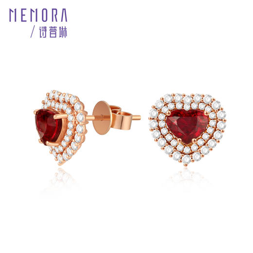 时光宠耀红宝石吊坠 18k金钻石围镶爱心红宝挂坠MEMORA诗普琳RP205801 商品图5