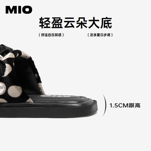MIO米奥拖鞋女休闲复古凉鞋时尚波点平跟外穿一字拖M253131251 商品图4