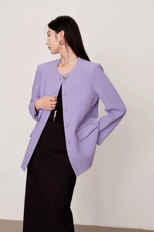 ANSUABEL 紫色ins风圆领时髦简约外套 17676 商品图4