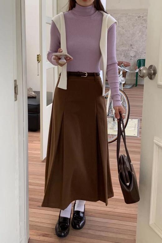 Stay2Weeks 韩版复古棕色高腰显瘦百搭半裙 17644 商品图4
