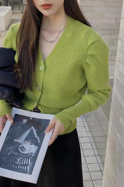 LNNNS 法式V领泡泡袖针织上衣 17656 商品图1