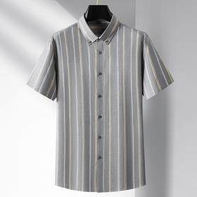 【100%棉】【DM】大依优型大码竖条纹短袖衬衫300斤休闲半袖衬衣夏季薄款男士特大码上衣纯棉