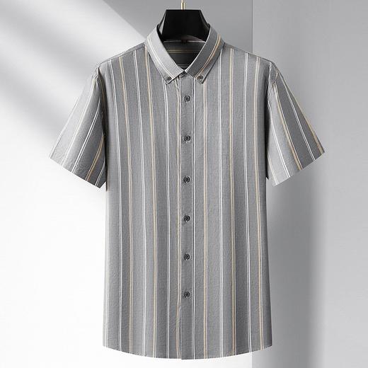【100%棉】【DM】大依优型大码竖条纹短袖衬衫300斤休闲半袖衬衣夏季薄款男士特大码上衣纯棉 商品图0