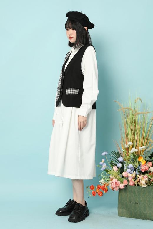 LNNNS 不对称式拼接格纹马甲 15860 商品图1