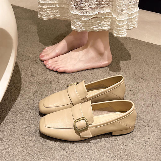 雀说 头层牛皮方头乐福鞋女25707 商品图3