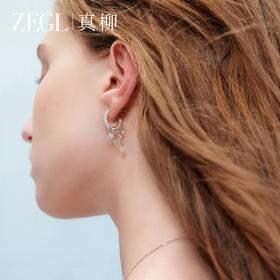 ZEGL真柳设计师时雨系列流苏水滴耳环女高级圈圈耳钉天然水晶耳饰