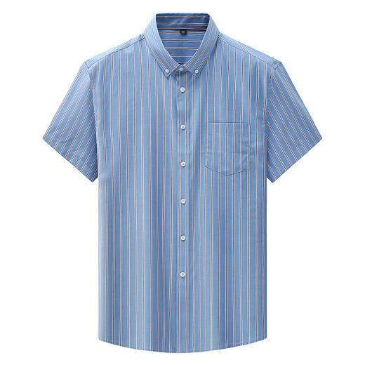 【100%棉】【DM】大依优型大码短袖衬衫加肥加大码半袖条纹全棉衬衫宽松衬衣夏季薄款男士 商品图4