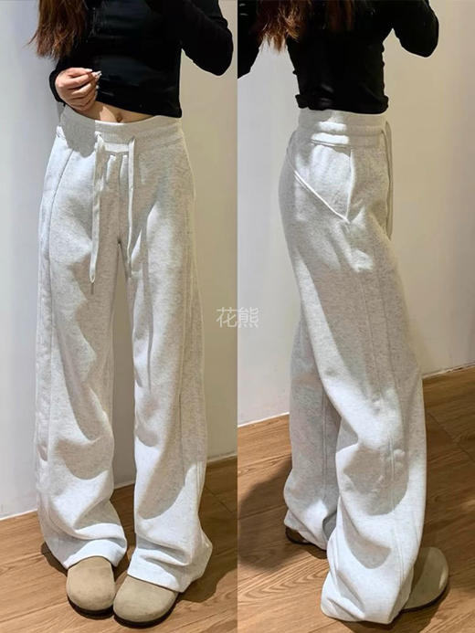 【Lu家同款春秋款高腰垂感窄版美式阔腿裤】一眼沦陷!众多休闲裤里一眼就爱住的款! 微胖姐妹必入 柜货品质 面料质感一级棒!垂顺!3D立体剪裁十明线设计十挺括有型!!实力遮肉，上身更立体!! 商品图2